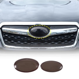 Smoked Rear and Front Emblems Trim Cover Fit for Subaru Forester 2013-2018, ABS Front Rear Logo Trim Cover, Front Hood Rear Trunk Emblem Decorative Accessories, 2PCS