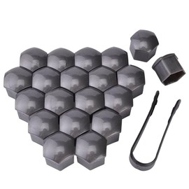 19 mm nut covers, pack of 20 wheel bolt caps with removal tool, hexagonal tyre nut covers, wheel nut caps, wheel nut cap, wheel bolt protection, cover grey