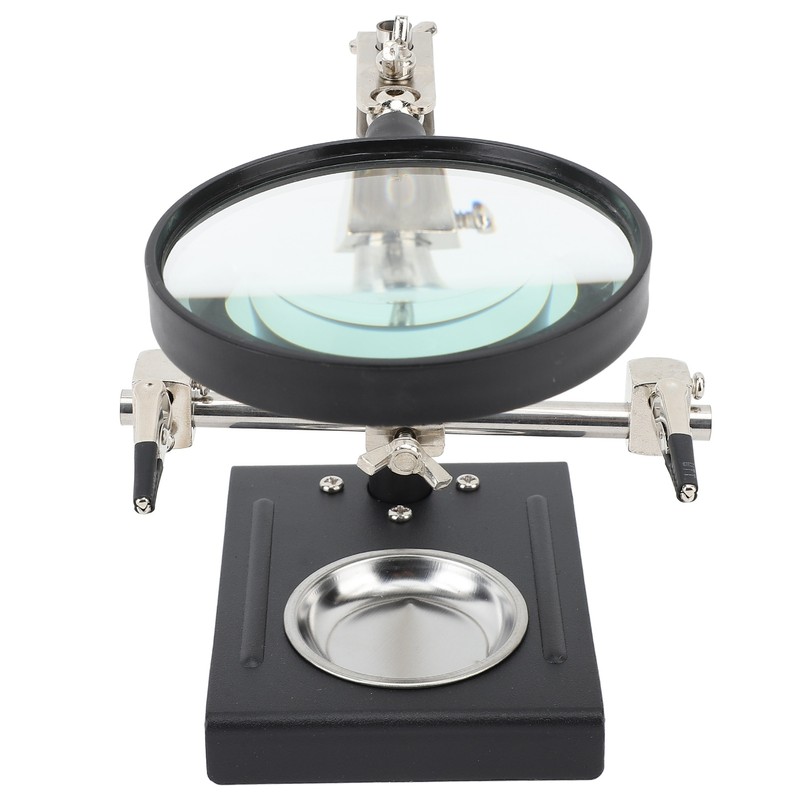 6X Magnifier with Auxiliary Clip Magnifying Glass Holder Third Hand
