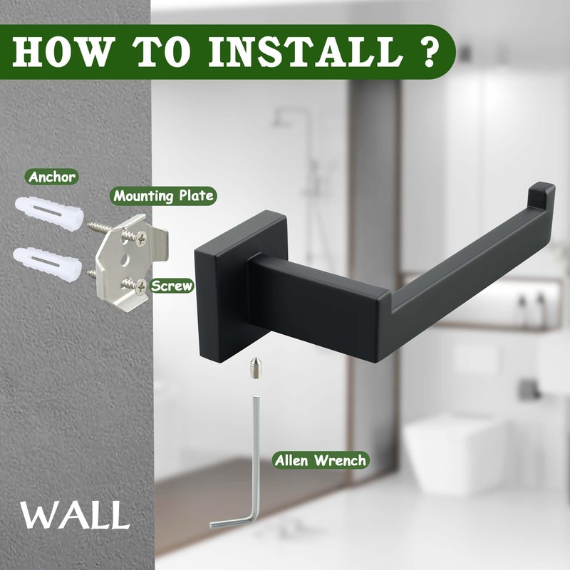 Mooche Towel Rail Wall Mounted, 17CM Bathroom Towel Holder, Black