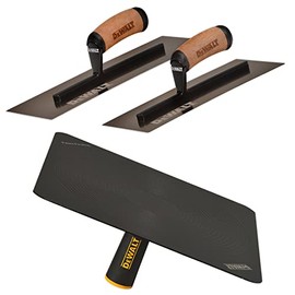 DEWALT Drywall Trowel & Hawk Set | 12/14" Curved 0.7MM Blades + Mud Hawk | DXTT-3-470