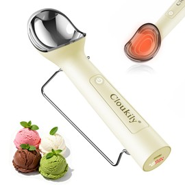 Heated Ice Cream Scoop with On/Off Switch(Latest Gen 3.0): Rechargeable Electric Icecream Scooper with Holder,2025 Kitchen Gadgets for Hard Ice Cream, Waterproof IP67,Max to 158℉