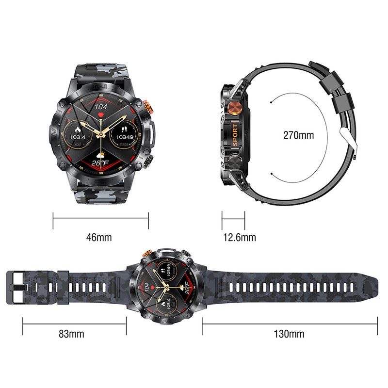 Smart Watches Camouflage Black With External Speaker Outdoor Smart Watch