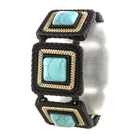 Arras Creations Fashion Designer Unique Square Turquoise Link Bracelet for Women / AZBRST073-BGT
