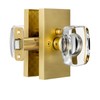 HIEMEY Glass Door Knobs Interior with Lock, Crystal Gold Door
