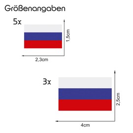 Finest Folia Set of 8 country stickers, flag, country flag, weatherproof, RC car, motorcycle, sticker, bicycle sticker, model making, R028 (Russia)