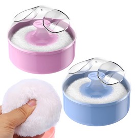 2 Pcs Body Powder Puff and Container, Dusting Powder Puff with Box for Talcum Powder, Soft Puff for Women and children, Portable Powder Puff Set for Travel and Home Use