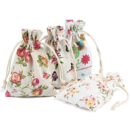 Naler 20pcs Linen Jute Gift Bags Pouches, Sack Drawstring Bags for Christmas Wedding Favor Vintage Party Storage Wrap Flowers 3.7” * 5”