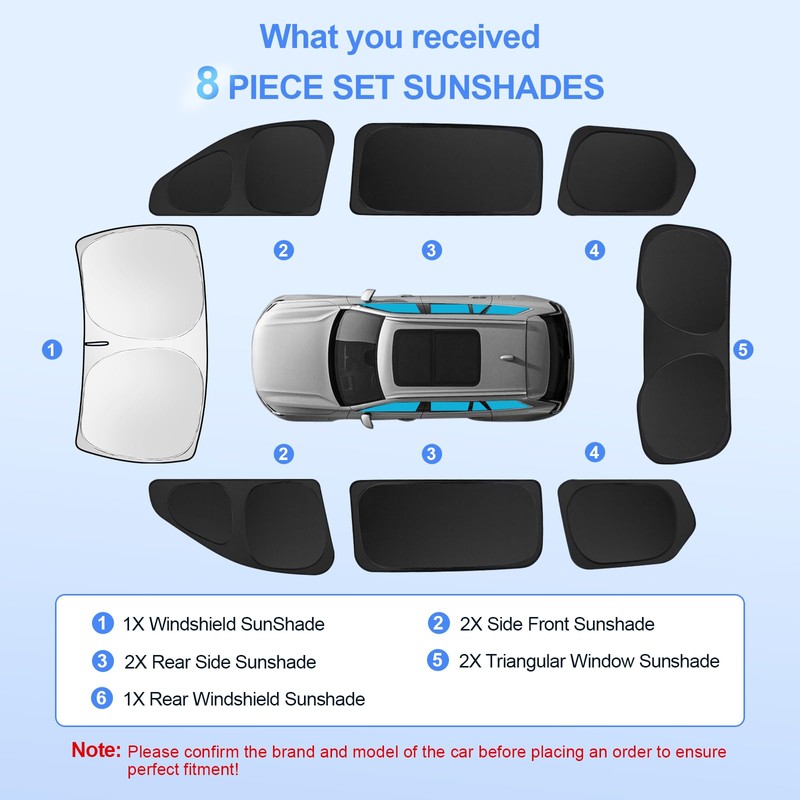 8pcs Car Window Shades for Jeep Grand Cherokee 2022-2025(Not Grand