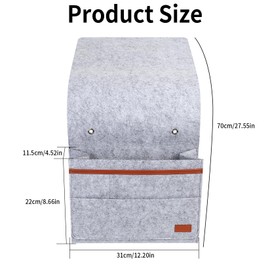 Bedside Storage Pocket, Bedside Organiser, Felt Hanging Organizer Bag, Bed Storage Pockets, Anti-Slip Bedside Caddy Organiser for Bed Rails Sofa Bunk Bed Storage Magazine Phone Remote Control Holder