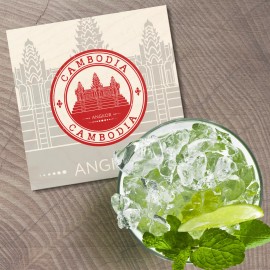 Unbranded Angkor Cambodia Grunge 4'' X 4'' Square Wooden Coaster