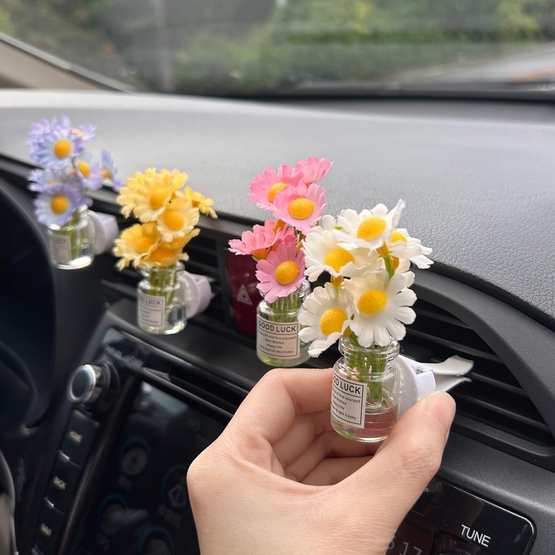 Daisy Car Decor Vent Clips Air Freshener, 4Pcs Flower Accessories