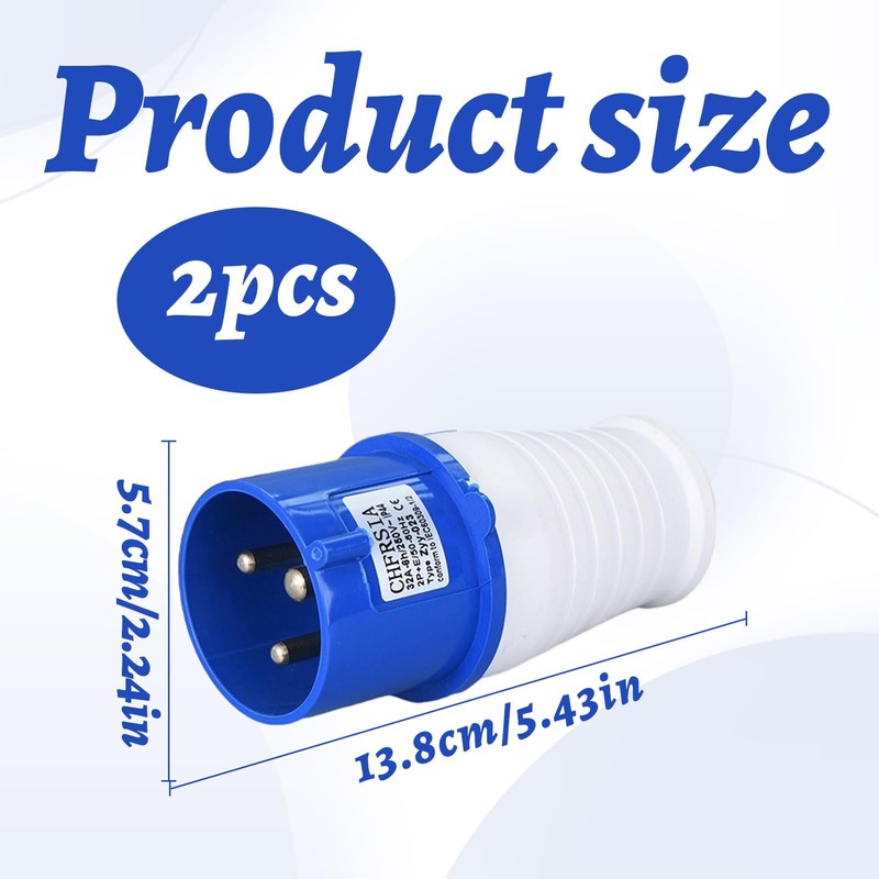 32Amp Socket, 2 Pcs 32Amp Plug Socket, 3 Pin Waterproof