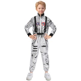 UWXOZO Astronaut Costume Children's Space Costume for Children Girls Fancy Dress Carnival Costumes Boys Silver Space Costume Onesie UX014XL
