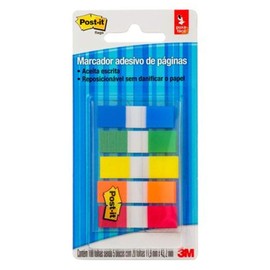 Post-It, 3M, Banderitas Adhesivas Reposicionables, Colores Primarios, Para Marcar y Organizar Documentos, 100 Piezas (5 Blocks con 20 banderitas)