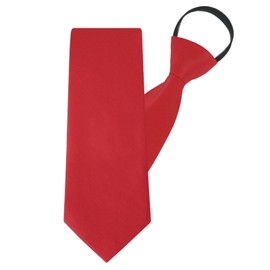 LJBFNN Zipper Ties for Men 3.15" Pre-tied Mens Black/Red Tie, Adjustable Necktie for Uniforms Graduation Business (Red)