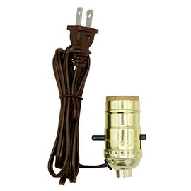 Creative Hobbies Instant Lamp Kit - Push Thru On/Off Medium Base Lamp Socket Pre-Wired with 6 Foot Cord with Polarized End Plug (Brown)