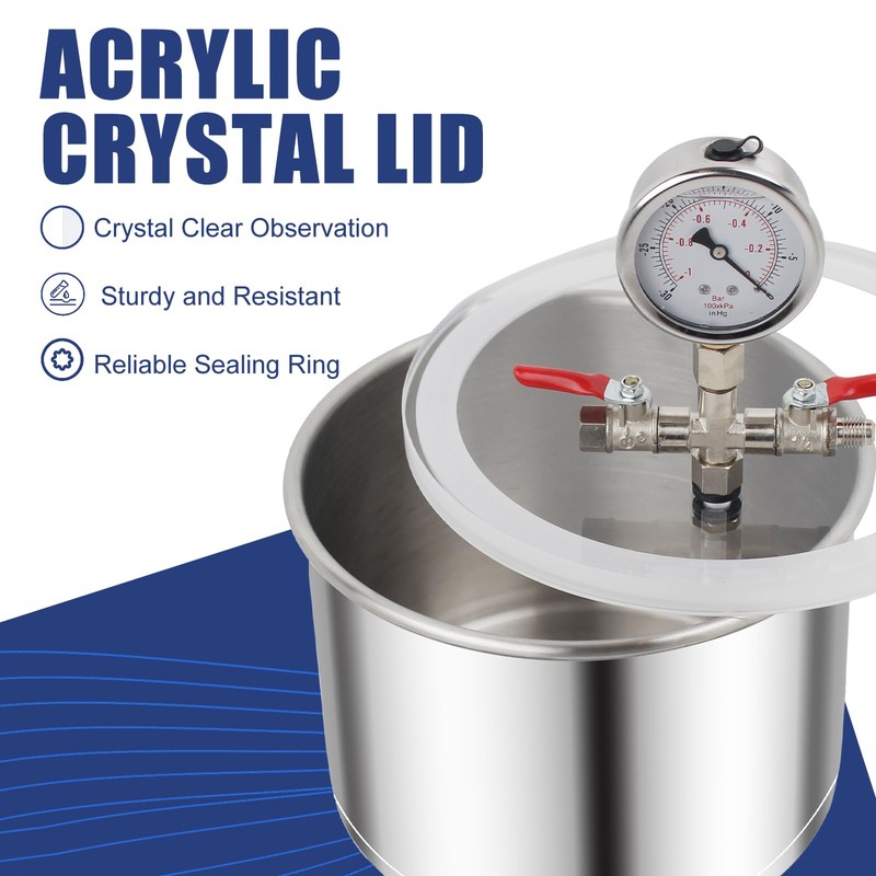 BACOENG 1 1/2 Gallon 3.6 CFM Vacuum Chamber with Pump,