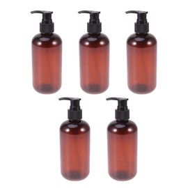 LABRIMP 5pcs Tawny Shampoo Emulsion Pump Bottles Portable Travel Containers for Toiletries for Shampoo Conditioner and Lotion Refillable and Reusable Dispensers