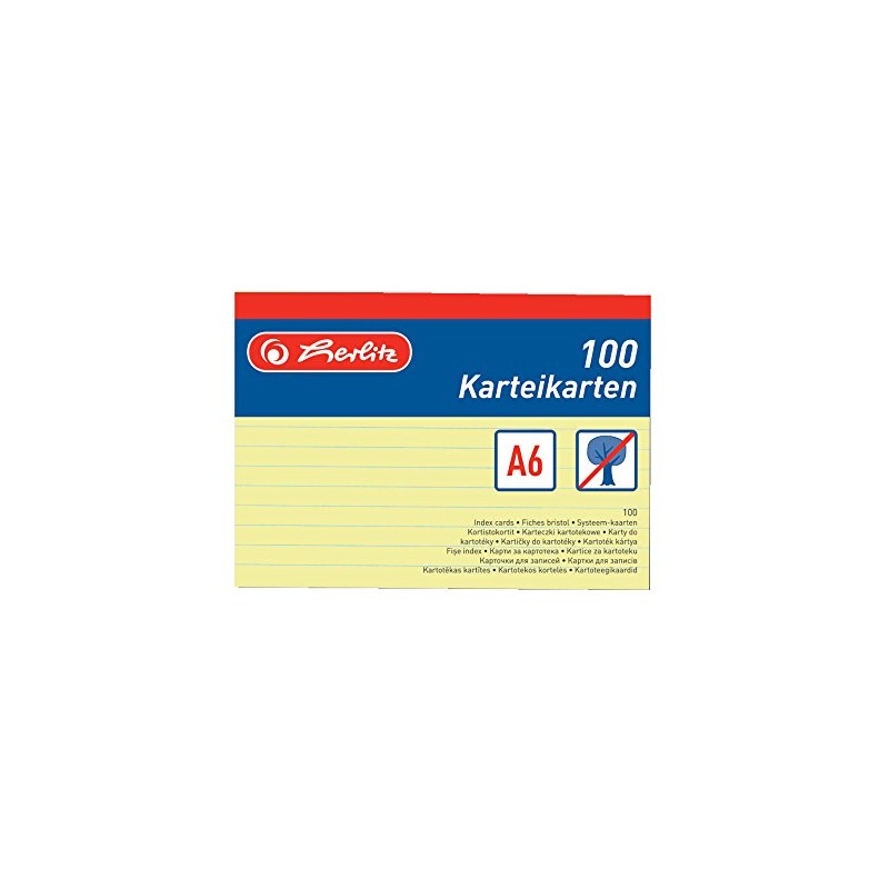Herlitz Index Cards A4/A5/A6/A7/A8 Pack of 100