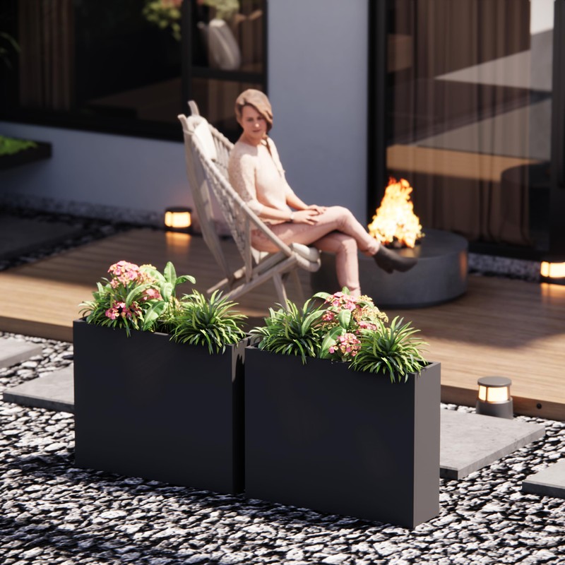 GSK Tall Black Metal Planter Box Divider Easy Assembly Modern