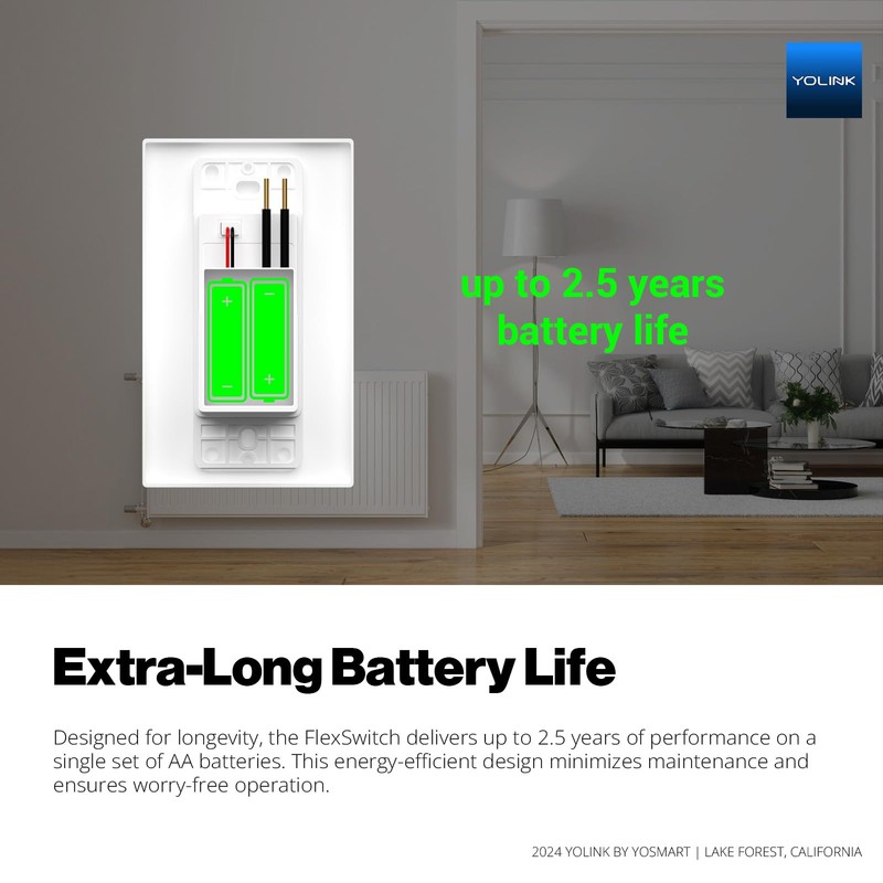 YoLink FlexSwitch, Single Pole Switch, Long-Lasting Battery Powered Smart Light