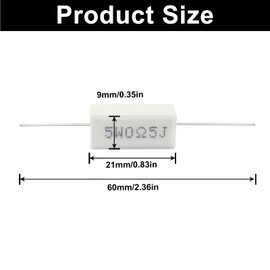 Waziaqoc 10PCS 5W 0.5 Ohm Ceramic Resistor, Versatile Power Resistor Assortment Kit, Wirewound Resistor for Various Applications