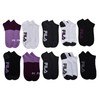 FILA Women's No Show Socks (Pack of 10), Purple Colorblock