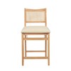 Powell Kasi Natural Wooden Folding Counter Stool with Padded Linen