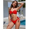 Zonsaoja Women Strapless Bandeau Bikini Set Knot Two Piece Swimsuit