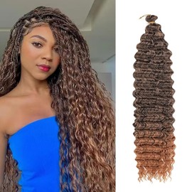 Datanala Ocean Wave Crochet Hair 22 inch Deep Wave Curly Crochet Hair 5packs Deep Curly Braiding Hair Extensions Long Inch Deep wave Synthetic Braiding hair for Black Women(T30, 22Inch)