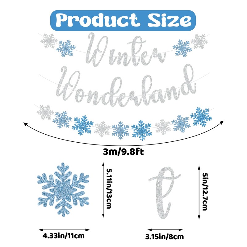 SerpizePaty Winter Wonderland Banner, Christmas Banner for Mantle