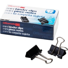 Officemate International Corp. 99010 Binder Clips,Mini,9/16-Inch Wide,1/4-Inch Cap, 12/BX, Black/Silver