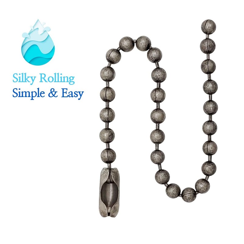 Stainless Steel Shower Curtain Hooks, 55 Inch Ball Chain Design,