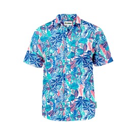 Tipsy Elves Blue Island Breeze Hawaiian Shirts for Men - Casual Beach & Summer Party Shirts for Men - Stretch Fabric with Modern Fit - Fun Design for Parties & Vacation - Large
