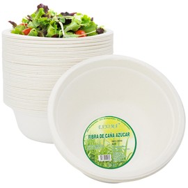 EXNIMA, Pack of 50, 100, 200, 500 or 1000 Biodegradable Disposable Plates, Sugarcane Fiber Material, Natural, 100% Biodegradable, Bowl or Oval, Meals, Parties, Parties Years