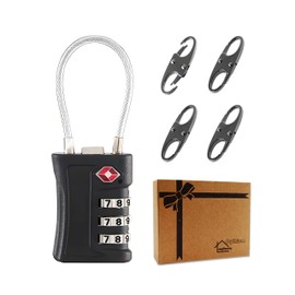 Oythiem TSA Approved Combination Luggage Locks & 4 Zipper Locks Anti Theft - 3 Digit Re-Settable Code Lock with Zinc Alloy Body, Ultimate Travel Security Bundle for Suitcase, Backpack & Carry-On