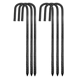 Ground Rebar Stakes Ground Anchors Tent Stakes J Hook Garden Heavy Duty Metal Stake with Chisel Point End for Trampolines Security 12inch 6 Pack