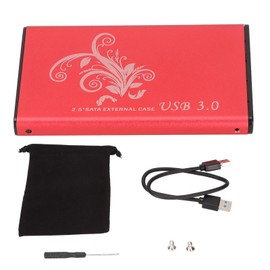 Hard Drive Enclosure 4TB 2.5in 5Gbps Transmission USB3.0 Aluminium Alloy Plug and Play HDD Enclosure for Laptop Desktop Red