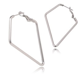 Adelina Style Heart Star, Rhombic Shape, Polygonal Hoop Earrings, Large Wrestling, Women's Popular, 1 Pair Surgical Stainless Steel, Hypoallergenic Metal, Stainless Steel, No Gemstone