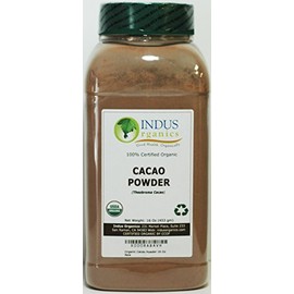 Indus Organics Raw Cacao Powder, 16 Oz Jar, Sulfite Free, No Added Sugar, Premium Grade, High Purity, Freshly Packed