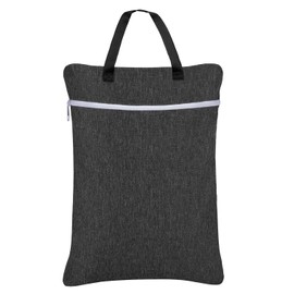 Damero Hanging Wet Dry Bag, Reusable Laundry Wet Bag with Two Compartments for Cloth Diaper and Swimsuit, Large- Black