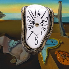 Lafocuse Melting Clock for Shelf, Salvador Dali Clock Silent Non-Ticking Battery Operated Office Home Décor