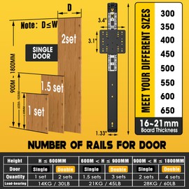 Hidden Pocket Door Slides,Pocket Slide Hinges for Installing Hidden Doors, Suitable for Cabinet Doors, Wardrobe Doors, Storage Cabinet Doors,with Cabinet Door rebounder(14in,Set 2)