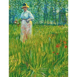 Van Gogh LARGE Notebook #18: Vincent Van Gogh Notebook College Ruled to write in 8.5x11" LARGE 100 Lined Pages - A Woman Walking in a Garden - Cool Artist Gifts