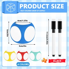 Dry Erase Blocks Set with Marker Colorful 2 Inch Dry Erase Dice White Board Dice Cubes Wipe Off Write Letters Numbers for Learning Playing Game (4 Pcs)