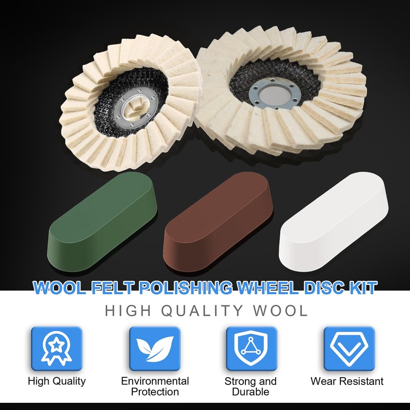 8 Pcs Wool Polishing Wheel Disc and Polishing Compounds Set,