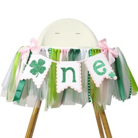St. Patrick's Day One Highchair Banner - Shamrock 1st Birthday Party Decorations,Lucky One High Chair Banner,St. Patrick's Day Shamrock Party Decor,Boys Girls First Birthday Shamrock Banner.