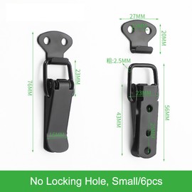6 Pack Black，Stainless Steel Spring Loaded Toggle Latch, Silver Catch Hasp Clamp Clip Lock with High Quality 304 Stainless Steel Screws for Cabinet, Wooden Case, Box (No Locking Hole, Small/6pcs)