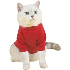 Cat Sweaters Shirts for Cats - Hairless Cat Cotton Tshirts Pet Clothes - Pullover Kitten T-Shirts with Sleeves - Cats & Small Dogs Apparel (Red, Large)